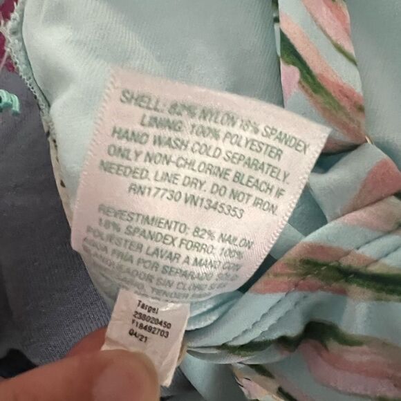 Kona Sol Wrap-Front High Coverage One Piece Swimsuit Tropical Print Small NWT - Picture 8 of 8